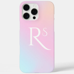 Funda iPhone 16 Pro Max Monograma Ombre Holográfico Rosa Femenino Personal