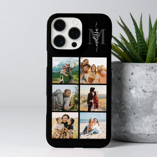 Funda iPhone 16 Pro Max Monograma Personalizado 6 Collage de fotos