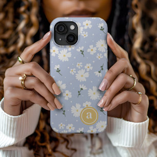 Funda iPhone 16 Pro Max Monograma personalizado floral de margarita linda