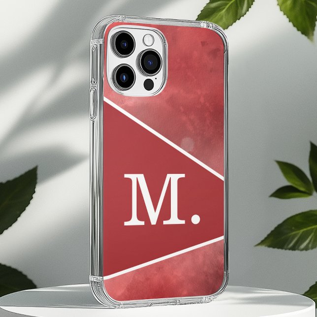 Funda iPhone 16 Pro Max Monograma rojo moderno (Subido por el creador)