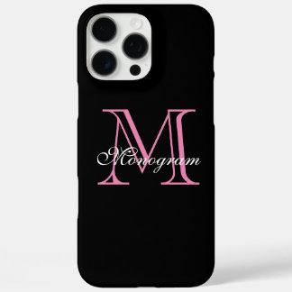 Funda iPhone 16 Pro Max Monograma rosa elegante