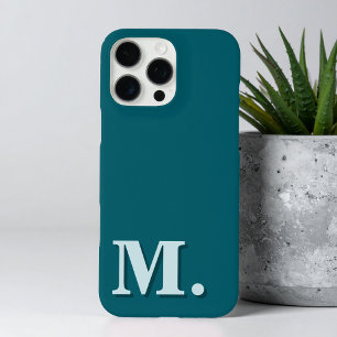 Funda iPhone 16 Pro Max Monograma Verde azulado moderno minimalista inicia