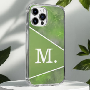Funda iPhone 16 Pro Max Monograma verde sabio moderno