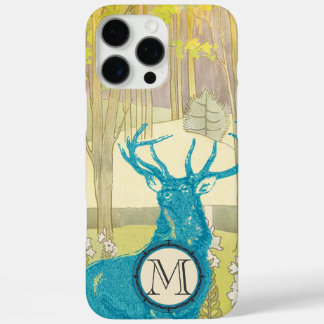 Funda iPhone 16 Pro Max Monograma Vintage Deer Art Nouveau Forest iphone