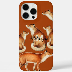 Funda iPhone 16 Pro Max Monograma Vintage Fox Art Lime Wood Pattern iphone