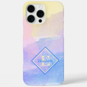 Funda iPhone 16 Pro Max Monograma y nombre de la Moda acuarela de colores 