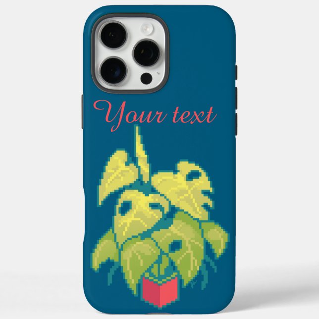 Funda iPhone 16 Pro Max Monstera, pixel art (Reverso)