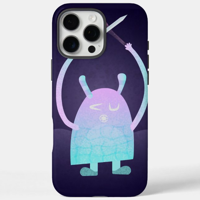 Funda iPhone 16 Pro Max Monstruo Azul Pequeño y Lindo (Reverso)