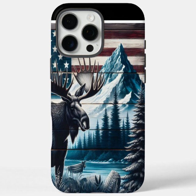 Funda iPhone 16 Pro Max Moose And Mountain Art (Reverso)