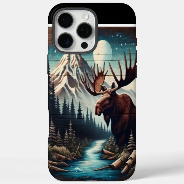 Funda iPhone 16 Pro Max Moose Bajo La Luz De La Luna (Reverso)