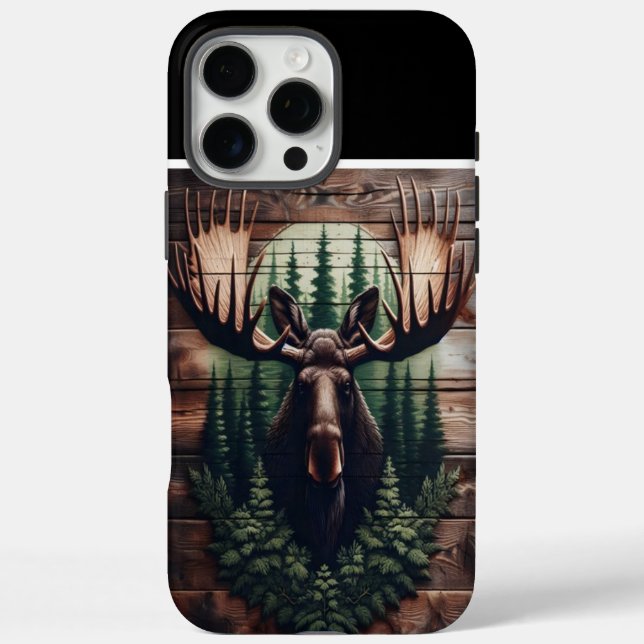 Funda iPhone 16 Pro Max Moose Head On Wood (Reverso)