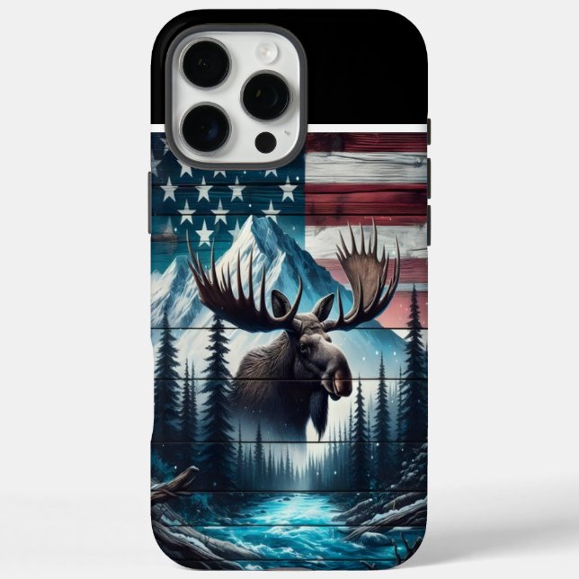 Funda iPhone 16 Pro Max Moose & Mountain Under The Stars (Reverso)