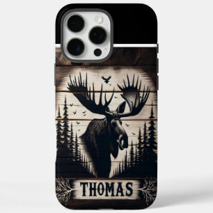 Funda iPhone 16 Pro Max Moose Silhouette On Wood