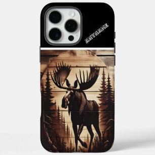 Funda iPhone 16 Pro Max Moose tallado en los bosques