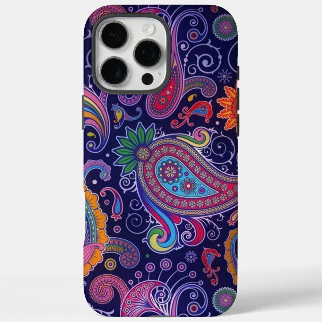 Funda iPhone 16 Pro Max Morado Paisley Rosa (Reverso)