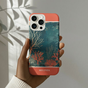 Funda iPhone 16 Pro Max Motivo Verde azulado y Naranja moderno