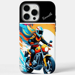 Funda iPhone 16 Pro Max Motociclista al atardecer