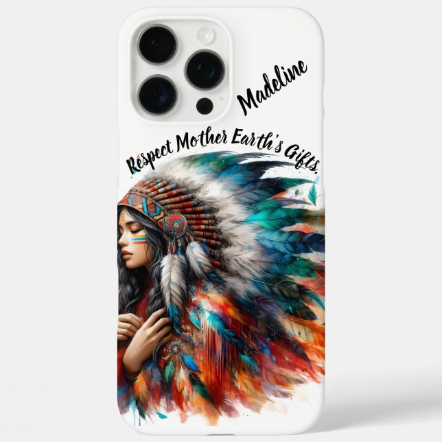 Funda iPhone 16 Pro Max Mujer indígena con orgullo (Reverso )