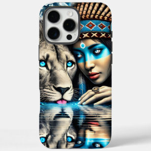 Funda iPhone 16 Pro Max Mujer indígena y león leal