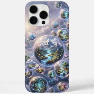 Funda iPhone 16 Pro Max Mundos de fantasía en burbujas cósmicas flotantes