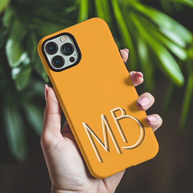 Funda iPhone 16 Pro Max Naranja amarillo moderno Monograma contemporáneo i (Subido por el creador)