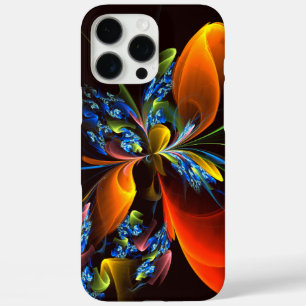 Funda iPhone 16 Pro Max Naranja azul Floral Moderno Resumen Patrón de arte