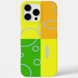 Funda iPhone 16 Pro Max Naranja brillante Loop geométrico verde amarillo