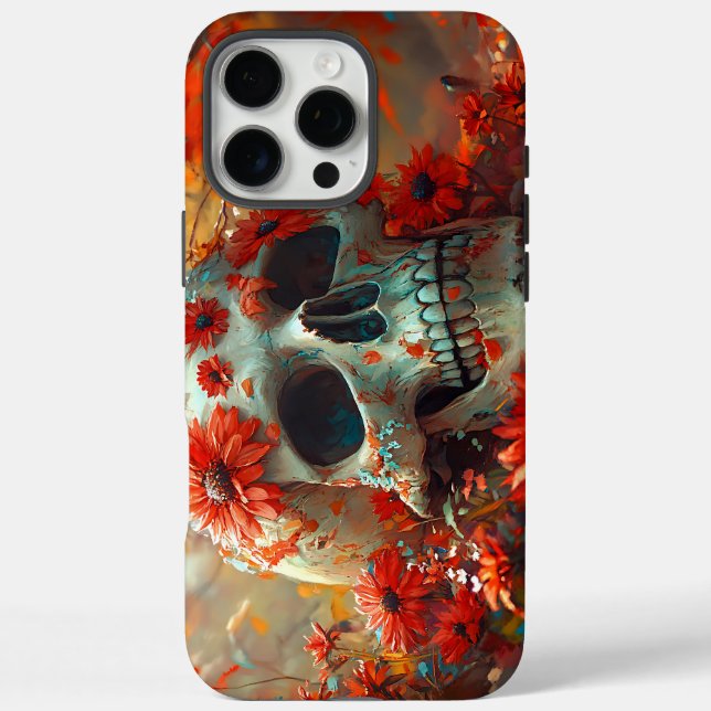Funda iPhone 16 Pro Max Naranja Daisy Skull (Reverso)