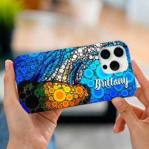 Funda iPhone 16 Pro Max Naranja marino azul divertido marino jellyfish nom