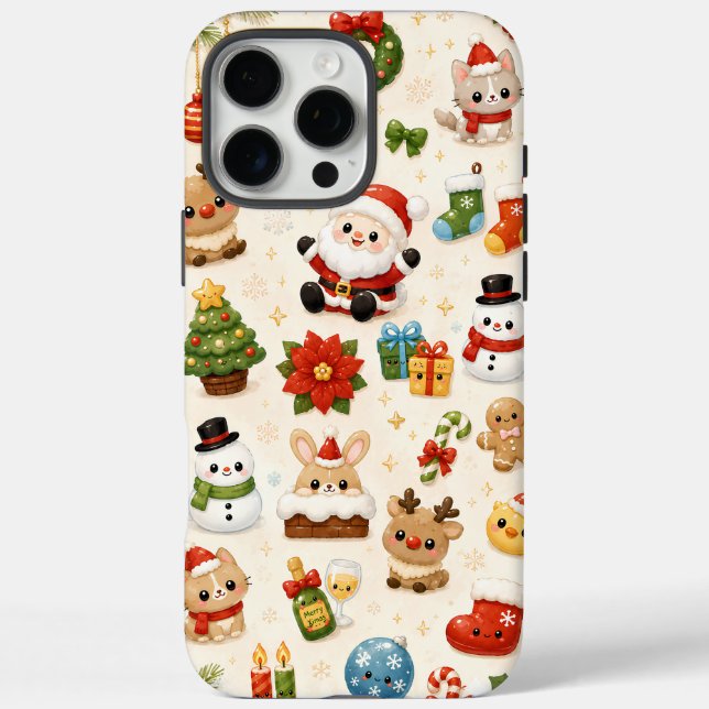 Funda iPhone 16 Pro Max Navidad Kawaii Adorable (Reverso)