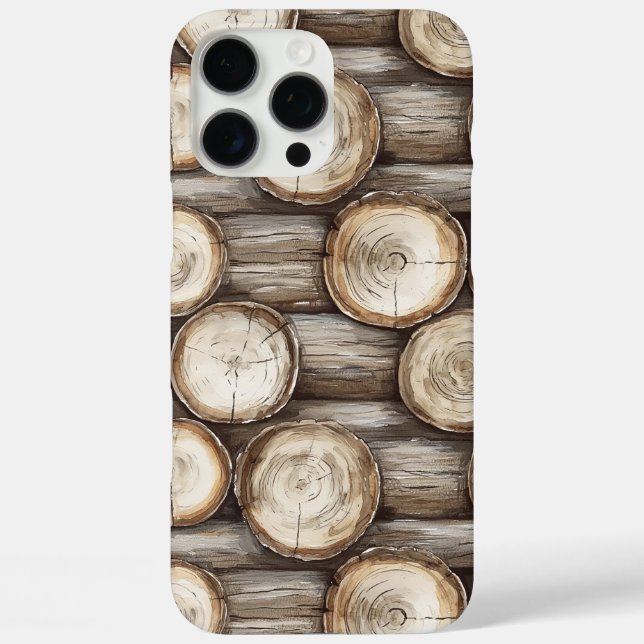 Funda iPhone 16 Pro Max Navidades de cabinas Wood Log (Reverso )