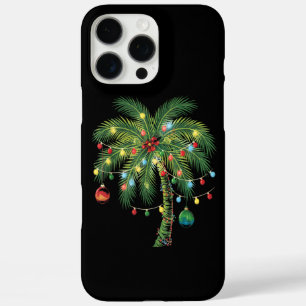 Funda iPhone 16 Pro Max Navidades tropicales Palm Tree con Luces y Ornam