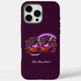 Funda iPhone 16 Pro Max Nebulosa Celestial Café Gatos Lindos Púrpura 
