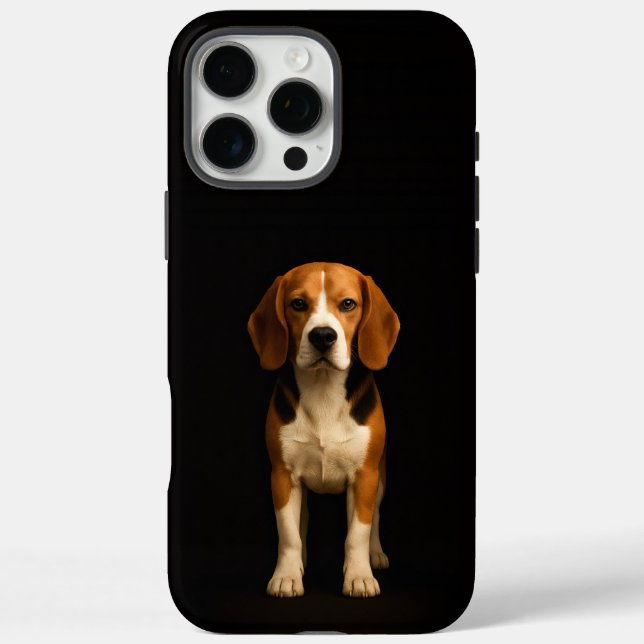 Funda iPhone 16 Pro Max Negro 4 Luxe iPhone 16 Pro Max, Beagle Amable (Reverso)