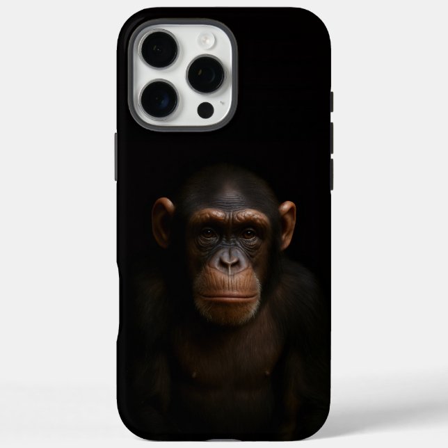 Funda iPhone 16 Pro Max Negro 4 Luxe iPhone 16 Pro Max, Chimpancé Sereno (Reverso)
