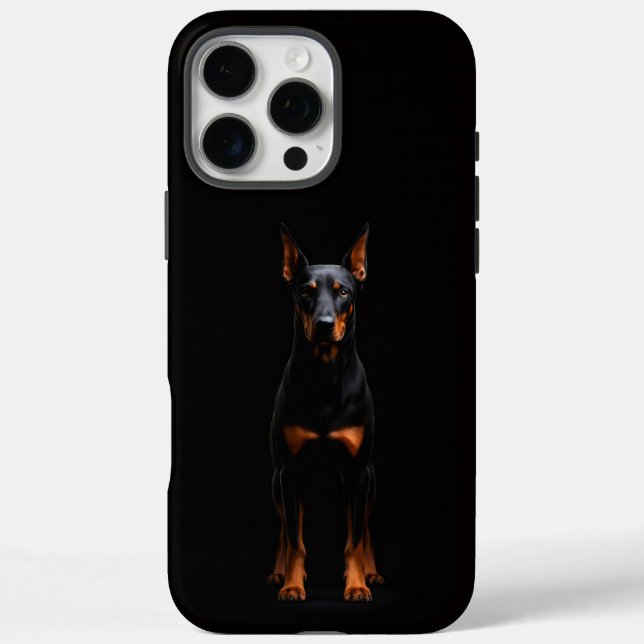 Funda iPhone 16 Pro Max Negro 4 Luxe iPhone 16 Pro Max, Doberman Guardián  (Reverso)
