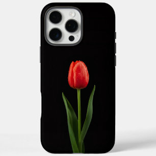 Funda iPhone 16 Pro Max Negro 4 Luxe iPhone 16 Pro Max, Tulipán Rojo Rubí