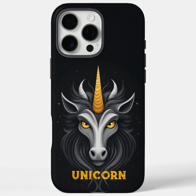 Funda iPhone 16 Pro Max Negro unicornio enojado (Reverso)
