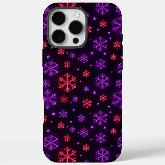 Funda iPhone 16 Pro Max Neon Snowflakes (Reverso)