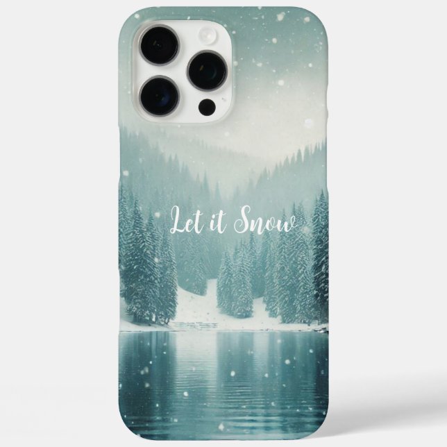Funda iPhone 16 Pro Max Nieve en invierno, lago de montaña (Reverso )