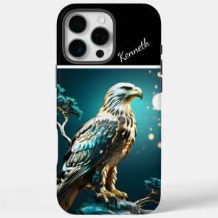 Funda iPhone 16 Pro Max Noche iluminada por la luna con águila dorada