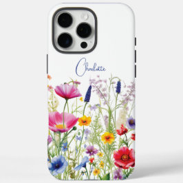 Funda iPhone 16 Pro Max Nombre de flor silvestre colorida Jardín floral
