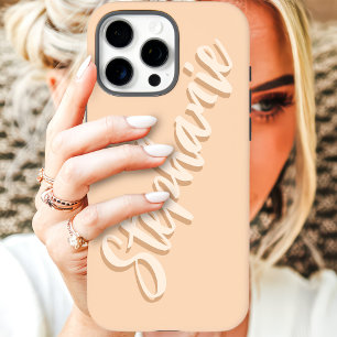 Funda iPhone 16 Pro Max Nombre de guión minimalista de melocotón moderno