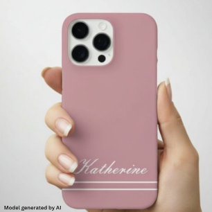 Funda iPhone 16 Pro Max Nombre de guión Minimalista Rosa Polvoriento