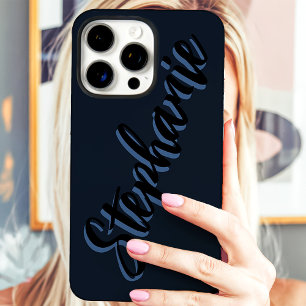Funda iPhone 16 Pro Max Nombre de Letra Minimalista de la Marina Moderna