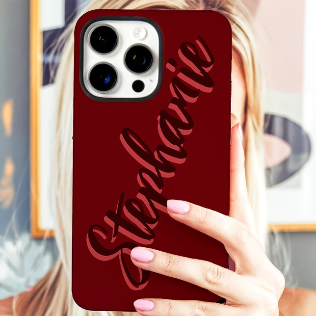 Funda iPhone 16 Pro Max Nombre de letra minúscula roja moderna (Subido por el creador)