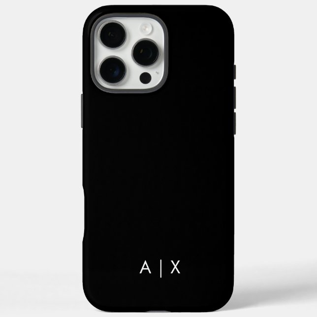 Funda iPhone 16 Pro Max Nombre de pareja monogramado simple (Reverso)