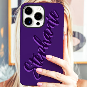 Funda iPhone 16 Pro Max Nombre de secuencia minimalista púrpura moderna