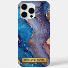 Funda iPhone 16 Pro Max Nombre dorado Resumen Moda rosa púrpura azul moder