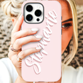 Funda iPhone 16 Pro Max Nombre minimalista moderno en rosa Script